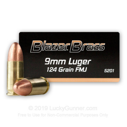 Blazer Brass 9mm 124 Grain FMJ 50 Rounds / Box Ammo