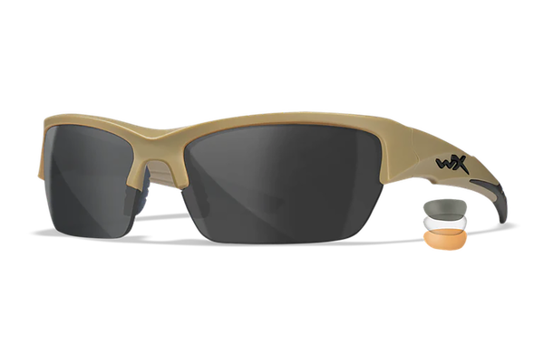 Wiley X CHVAL06T Valor  Medium Smoke Gray/Clear/Light Rust Lens Polycarbonate Matte Tan Frame
