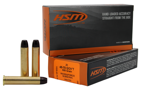 Hsm Subsonic 45-70 Gov 550gr - Hard Cast Lead Fn 20rd 20bx/cs