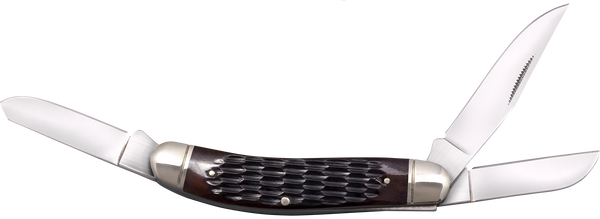 Cold Steel CSFLGSTKMJ Gentleman's Stockman 2"/2.10"/2.50" Folding Clip/Sheepsfoot/Spey Plain 8Cr13MoV SS Blade/Brown Jigged w/Polished Bolsters Bone Handle