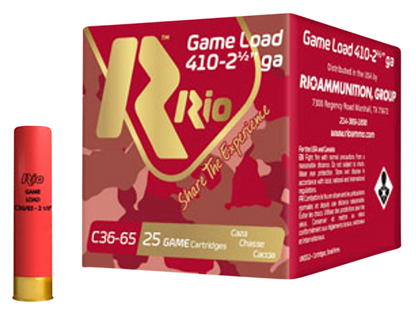 Rio Ammunition RC368 Game Load Heavy Field 410Gauge 2.50" 1/2oz 8Shot 25 Per Box/10 Case