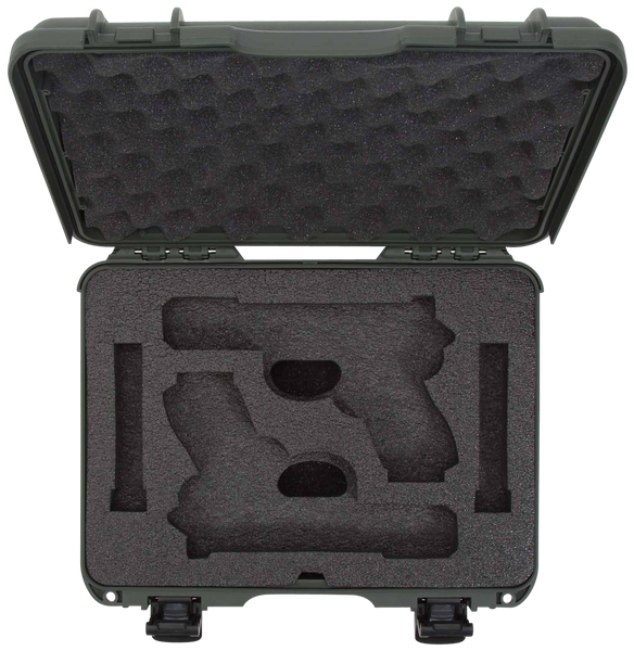 Nanuk 910GLOCK6 910 Glock Compatible 2 Up Pistol Case Olive Polymer w/ Latches Closed-Cell Foam Padding & Airline Approved 13.20" L x 9.20" W x 4.10" H Interior Dimensions