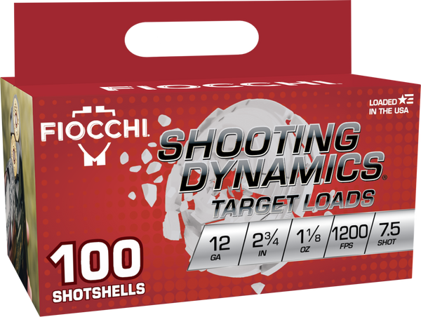 Fiocchi 12SDB187 Shooting Dynamics  12Gauge 2.75" 1 1/8oz 7.5Shot 100 Per Box/2 Case