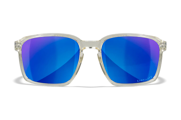 Wiley X AC6ALF09 Alfa  M/L Blue Mirror Lens Polycarbonate Gloss Clear Crystal Frame Frame