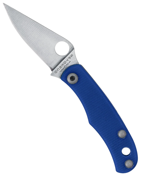 Spyderco C133GBLP Bug 1.27" Satin 12C27 Sandvik SS Blade, Blue Textured G10 Handle