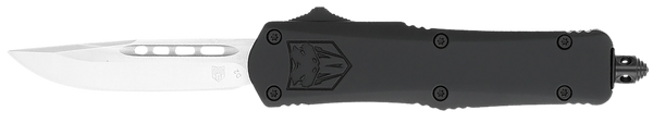 CobraTec Knives SBFS3DNS FS-3  Small 2.75" OTF Drop Point Plain D2 Steel Blade, 4.25" Black Aluminum Alloy Handle