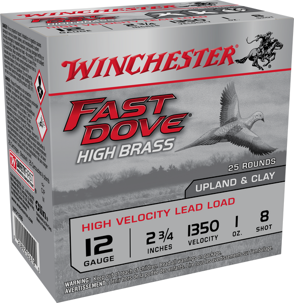 Winchester Ammo WFD128B Fast Dove & Clay High Brass 12Gauge 2.75" 1oz 8Shot 25 Per Box/10 Case