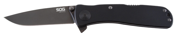 S.O.G SOGTWI12CP Twitch II 2.65" Folding Plain Black Hardcased TiCN AUS-8A SS Blade Black Anodized Aluminum Handle Includes Pocket Clip