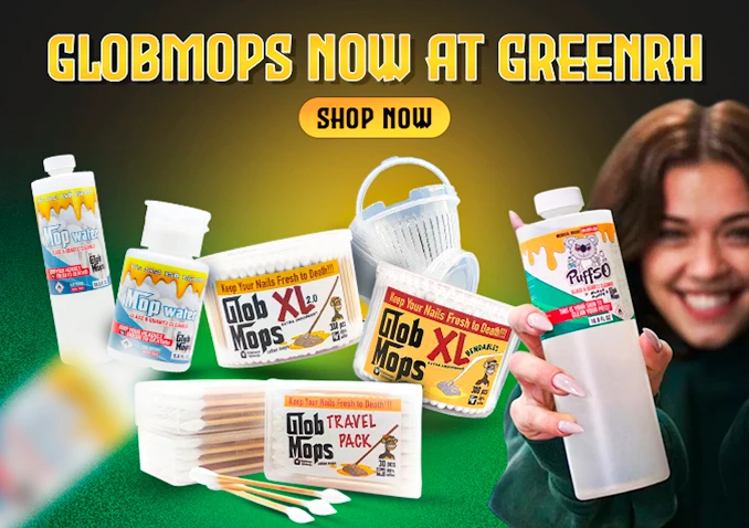 Blazed Frog THCA concentrates and glob mops dab rig display at GreenRx Madison Wisconsin