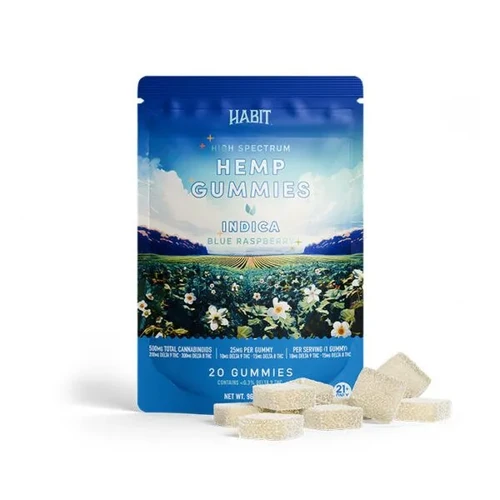 Delta 9 Blend Indica Gummies 25mg Blue Raspberry 20-count — GreenRX™ Madison WI