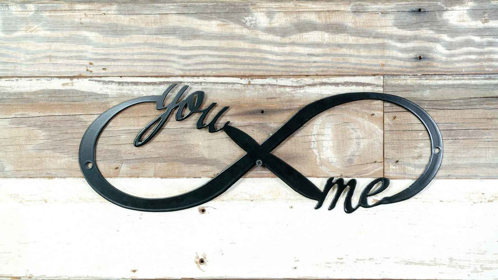 You and me infinity metal home decor  powder coated black