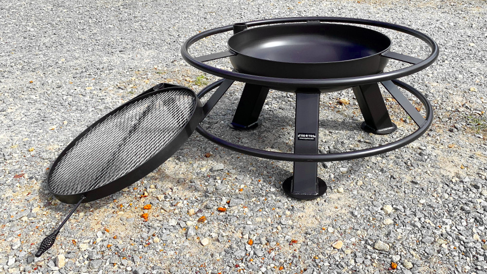 30 Inch Tall Fire Pit with Grill Top