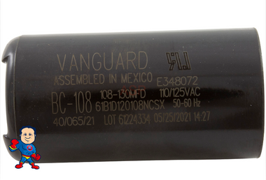 Start Capacitor, 108-130 MFD, 115v, 1-7/16" x 2-3/4"