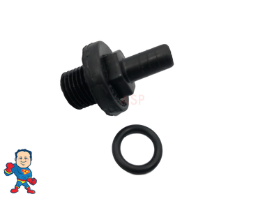 Drain Plug Adapter, Gecko, AquaFlo XP2, XP2E, 1/4" Barb x 1/4"Mpt, Bleeder, Watkins