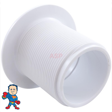 Wall Fitting, Hydro Air, Hydro Jet, 2-9/16" Deep, 2-3/8" hole size, Long, White