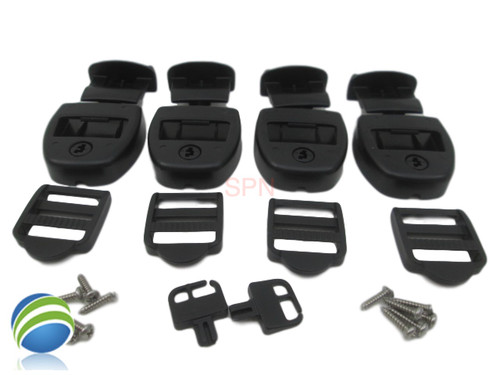 (4) Spa Hot Tub Cover Latch Strap Repair Kit & Key Hot Spring Caldera Video How To