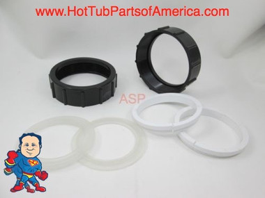 Set of (2) 2 1/2" Spa Hot Tub Heater Union Retainer Nut & WW Gasket Video How To