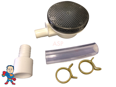 Lo-Pro Floor Drain With Old Style Conversion Kit, 3/4" Slip Barb Ell, Dark-Sliver-Glitter, 3-1/2" Face Width