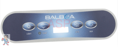 Overlay Only, 4 Button, E4, VL400, Topside, Balboa, Light, Temp, Pump, Aux