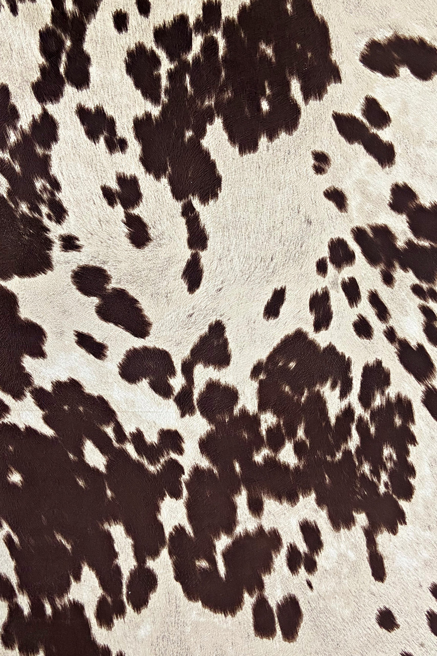 Udder Madness Milk Brown Faux Cowhide Hair on Hide Velvety Fabric