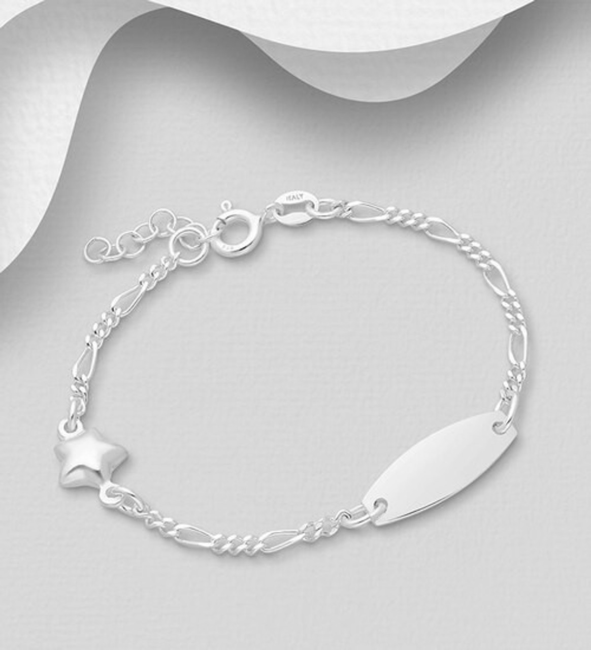 Sterling Silver Star & Tag Bracelet, Children's and Baby