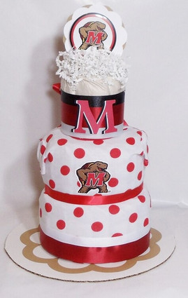 Eco Red/White Girls Maryland Terrapins Baby Fan Diaper Cake