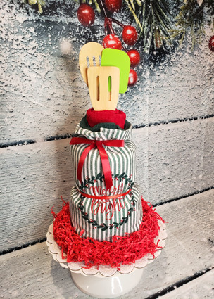 Merry and Bright Christmas Kitchen Towel Cake 