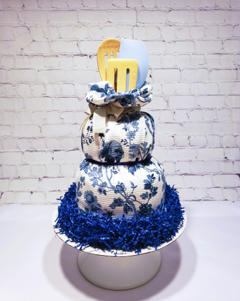 Blue Flowers Kitchen Towel Cake