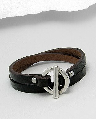 Assorted leather double wrap bar clasp bracelet