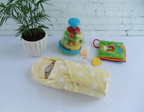 Yellow Polka Dot Girl's Eco-Friendly Swaddle Diaper Baby