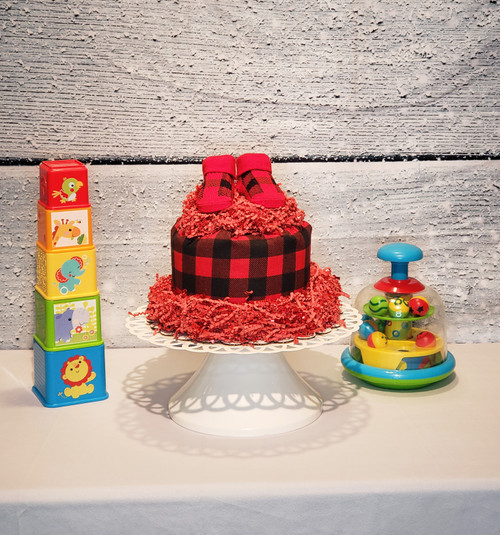 Red and Black Check Falala Bundt Diaper Cake