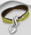 Green Heart Charm Leather Stainless Steel Bracelet