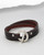 Saddle Brown leather double wrap bar clasp bracelet