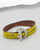 Yellow leather double wrap bar clasp bracelet