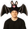 Adult Smiling Black Bat Costume Hat With Wings