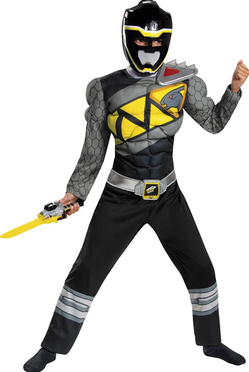 Boy's Black Ranger Muscle Costume - Dino Charge