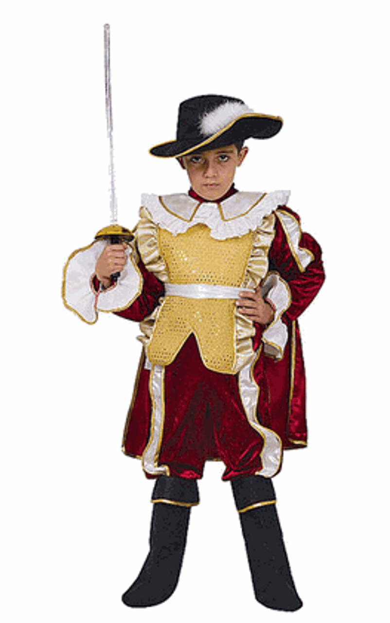 Child Musketeer Costume - Red and Yellow