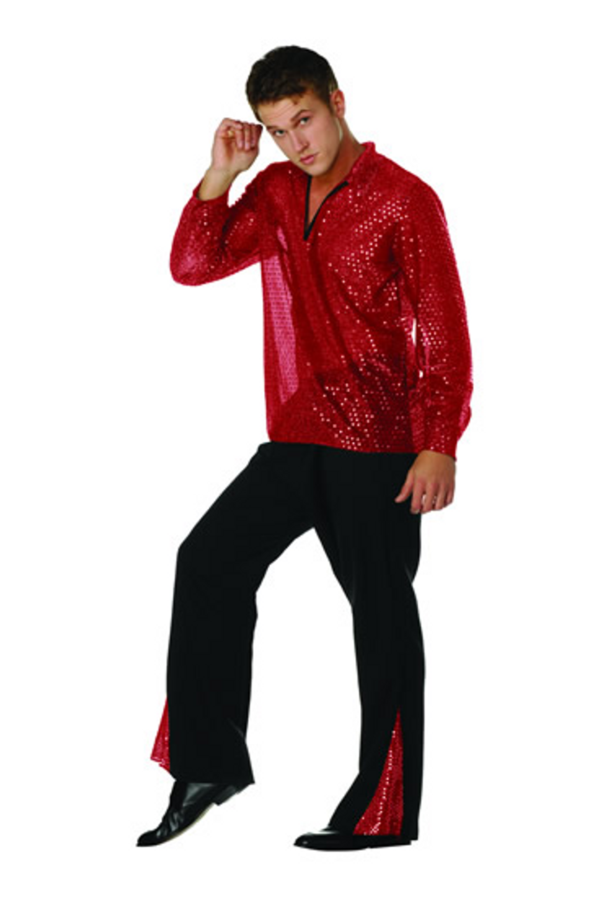 Adult 70s Sequined Shirt - Red
