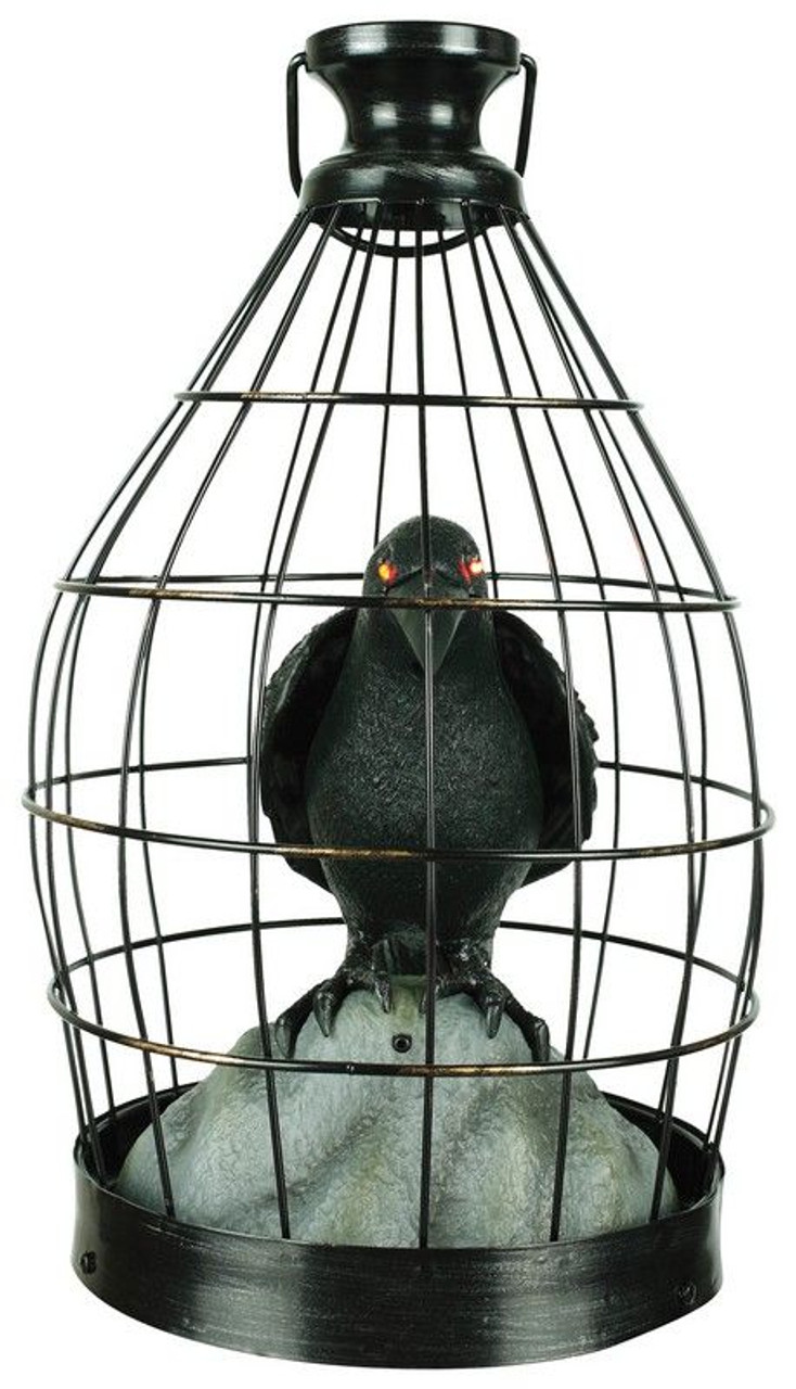 Crow In Cage Animated Prop