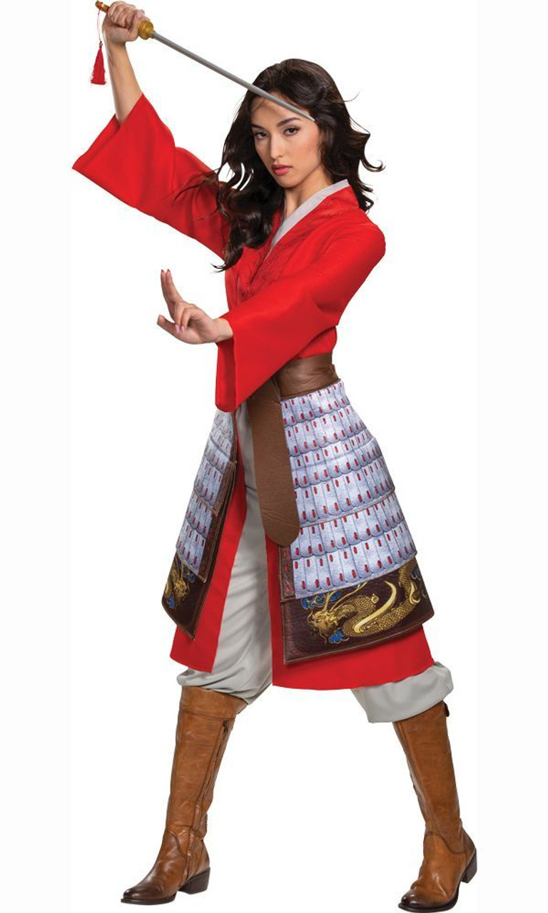 Plus Size Women's Mulan Hero Red Dress Deluxe Costume