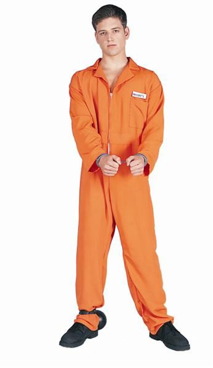 Adult Escaped Convict Costume - Orange Overall