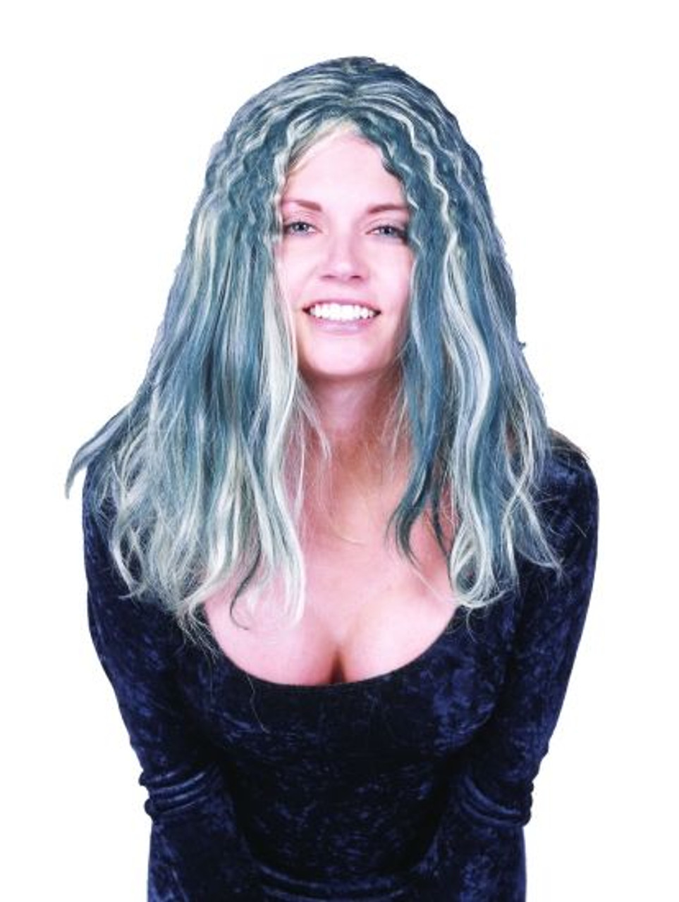 Adult Green/Grey Curly Wig