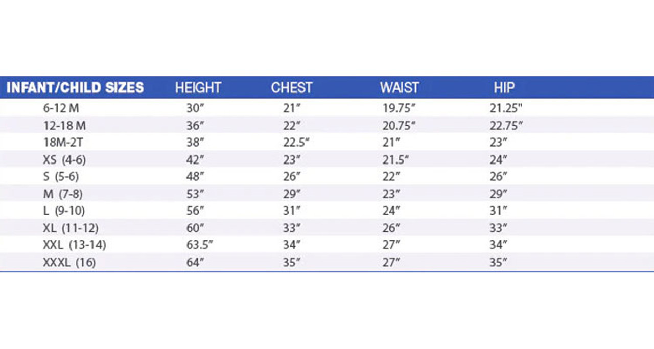 Glitter Christmas Tree Child Costume Size Chart