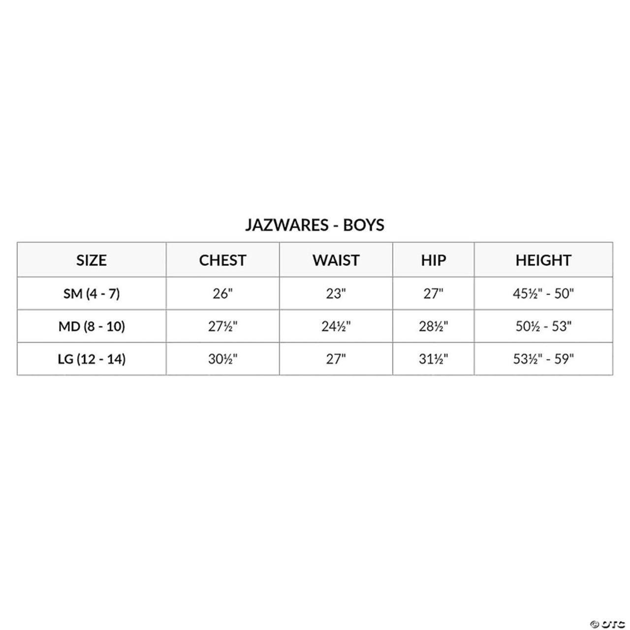 Child Spider-Man Integrated Suit Value Costume Size Chart