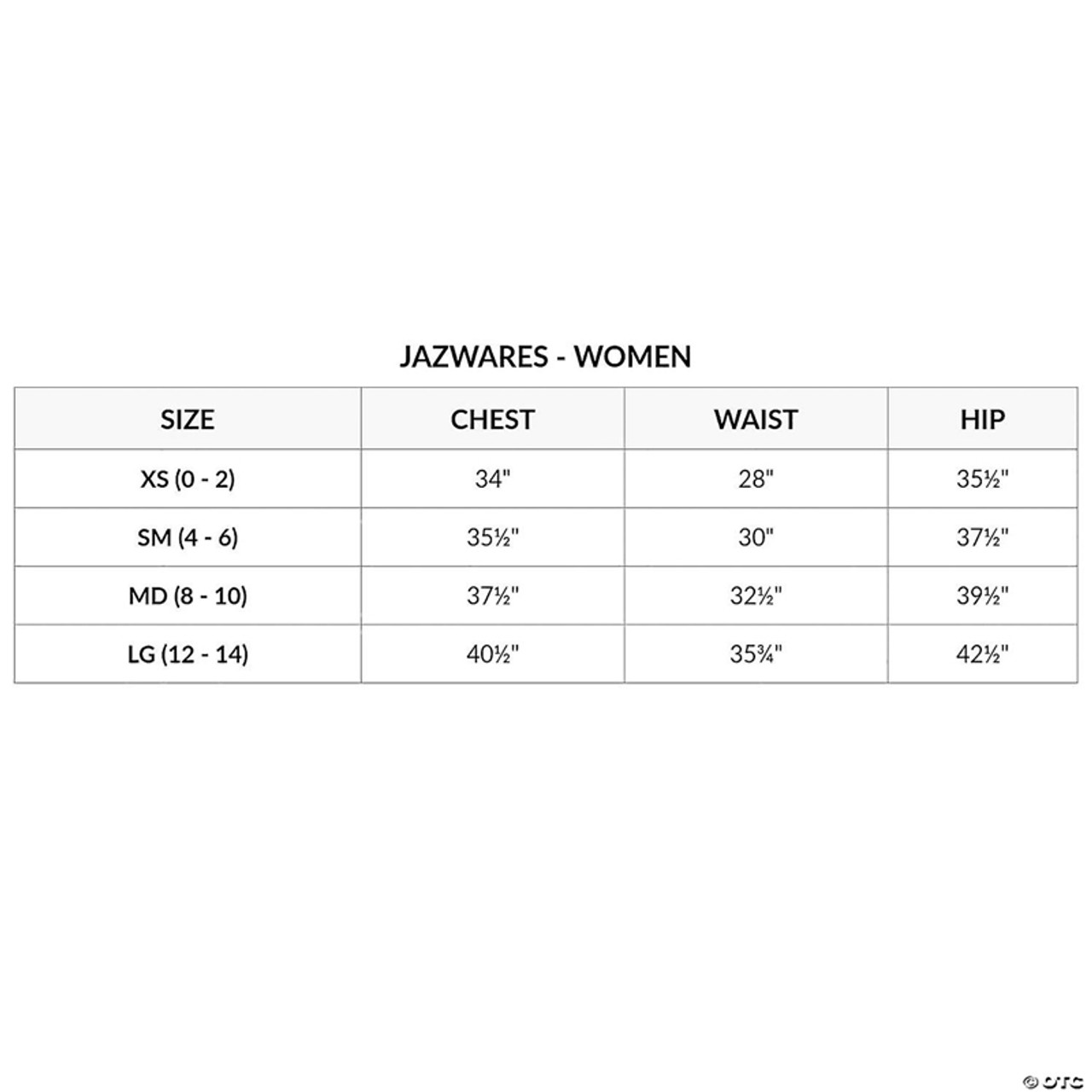 Adult Star Wars Ahsoka Costume Size Chart