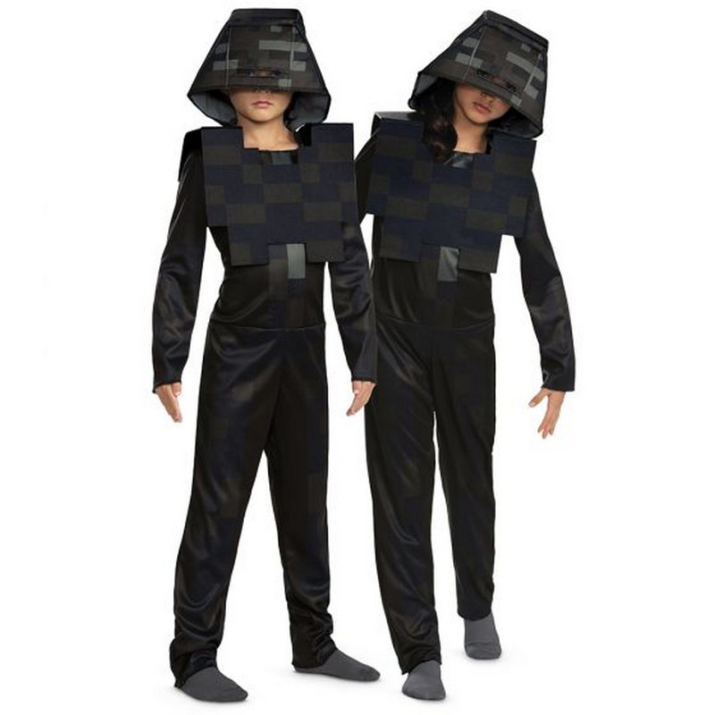 Kids Classic Minecraft Wither Skeleton Hooded Jumpsuit Costume