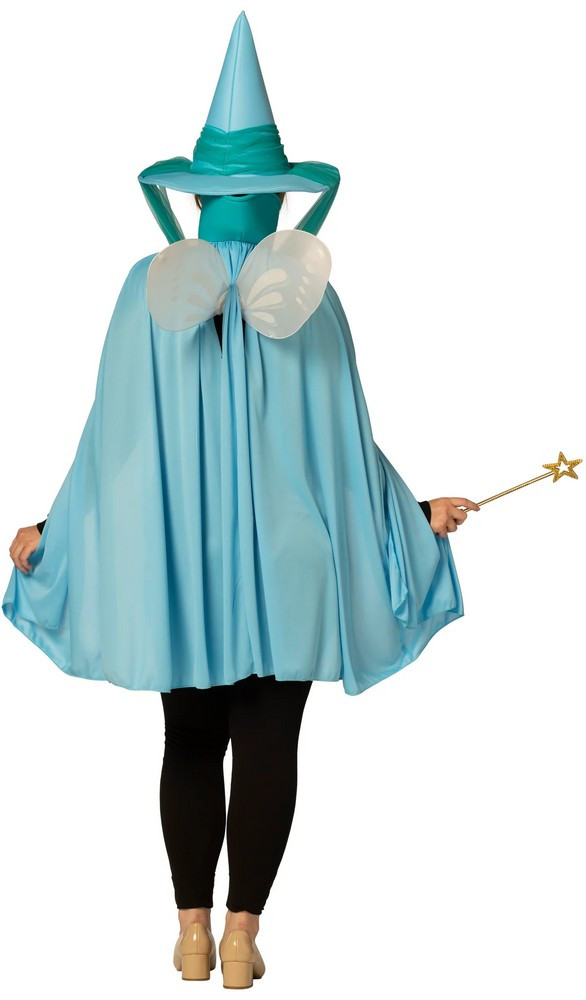 Adult Blue Fairy Godmother Hat, Cape & Wand Costume