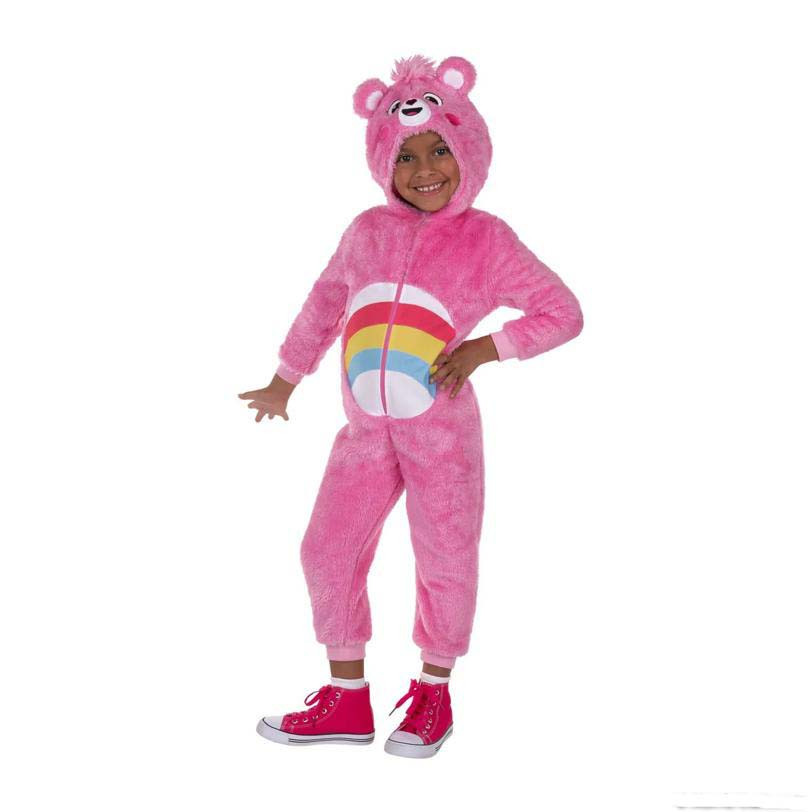Toddler Deluxe Care Bears Cheer Bear Hooded Jumpsuit Costume