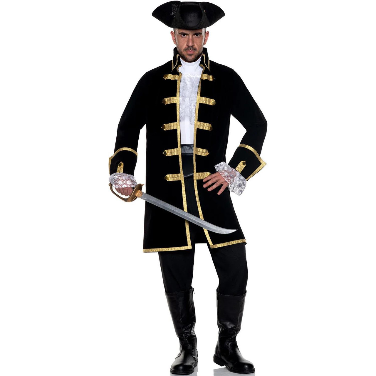 Men's Black Pirate Captain Costume - One Size