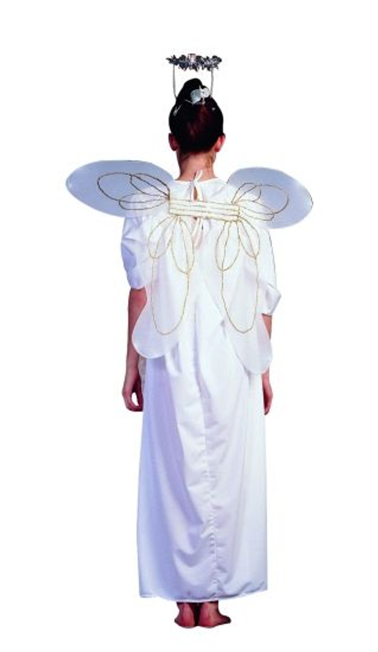 Adult White and Gold Angel Wings